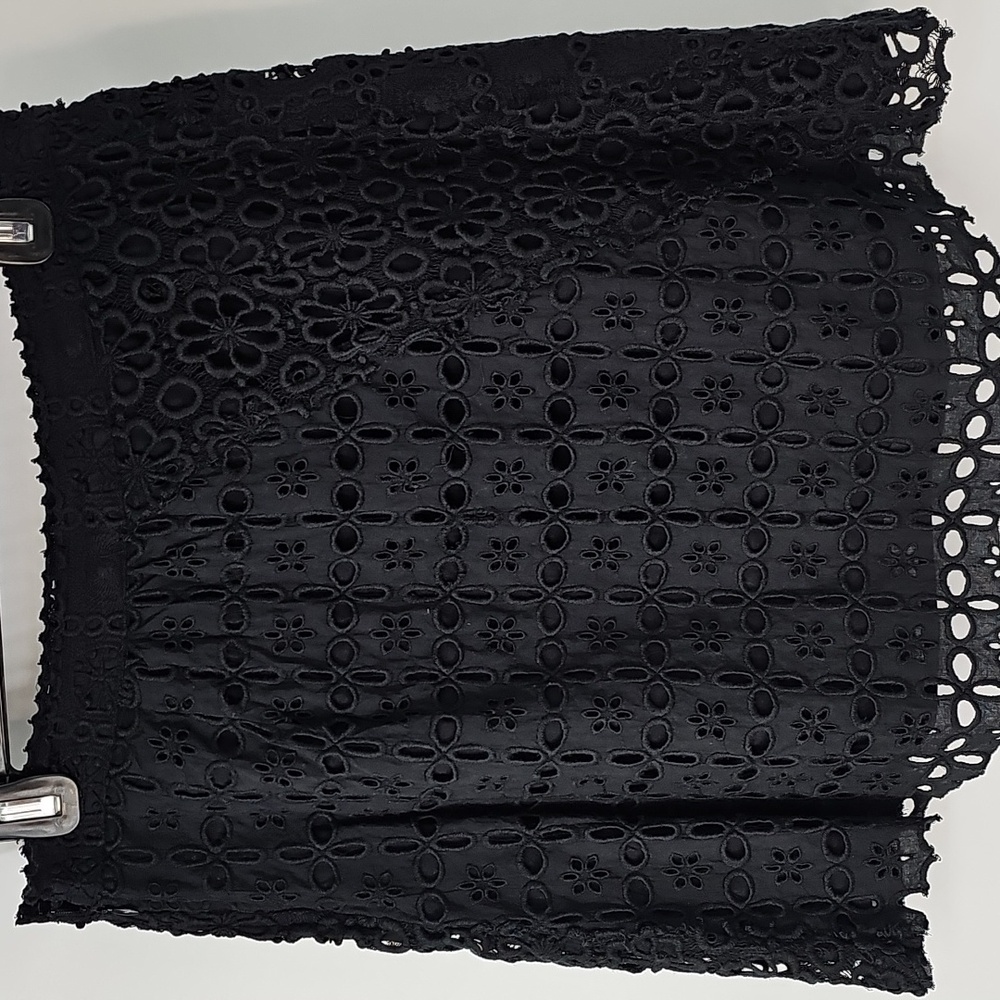 Free People Noir Black Eyelet 2-Piece Party Outfit Mini Skirt & Bralette Top Y2K - Picture 10 of 15